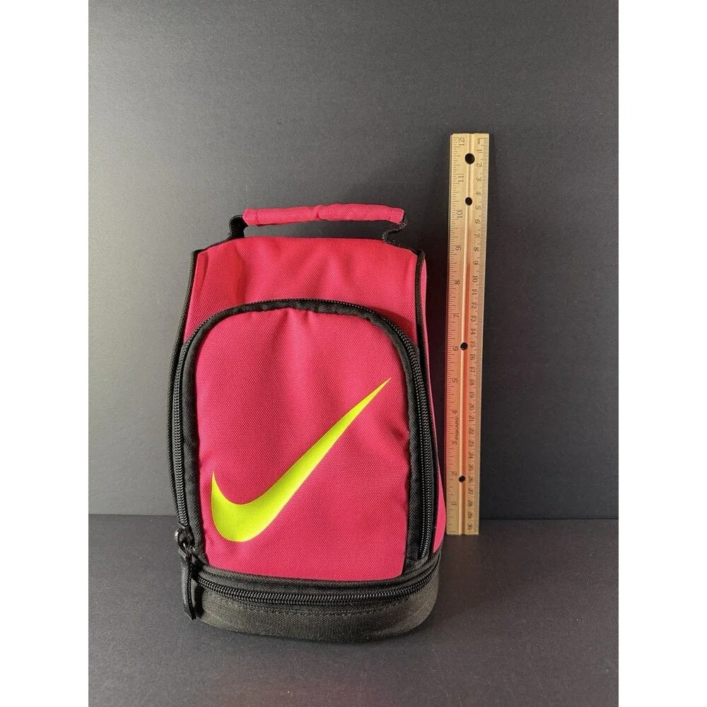 Nike Contrast Hyper Pink Insulated Tote Lunch Bag w/ Yellow - 2 Compartments 10”